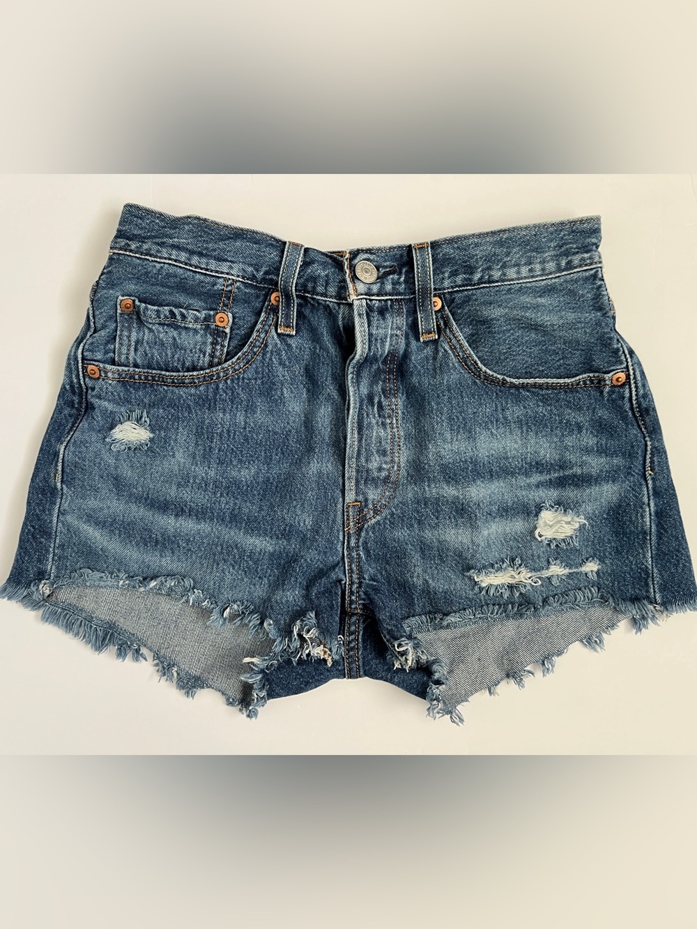Levi’s 501 Distressed Cutoff Denim Shorts - Blue